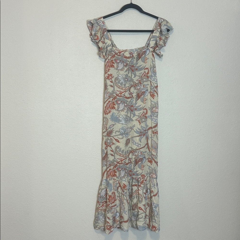 House Of Harlow 1960 Tiered Midi Floral Dress Flutter Sleeves Size Small